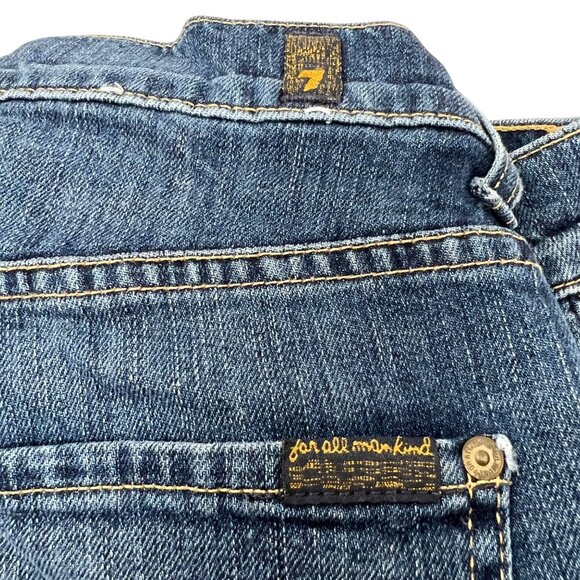 7 For All‎ Mankind Button Fly Denim Blue Jeans Size 32X33 Straight Leg - Picture 4 of 8
